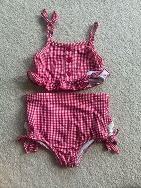 Love & Grow Red Gingham Ruffle Two-Piece Swimsuit